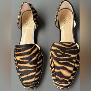 EUC Vince Camuto Women's Animal Hair Print Studded Loafers